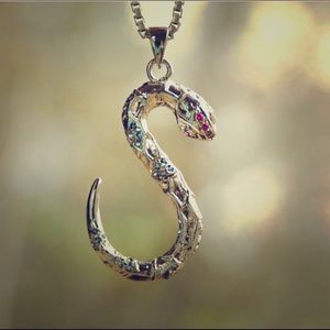 Vintage 925 Silver Snake with precious stones